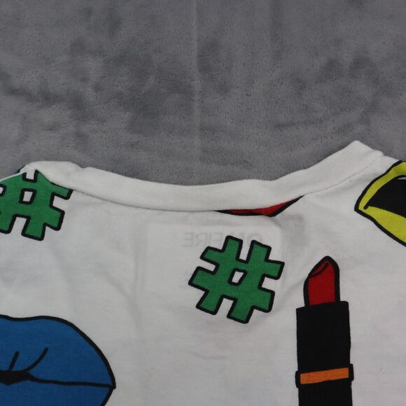 On Fire Shirt Womens L Multicolor Short Sleeve Crew Neck Fringe Hem Tee - Picture 9 of 14